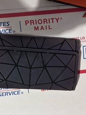 Geometric Panelled Black Wallet